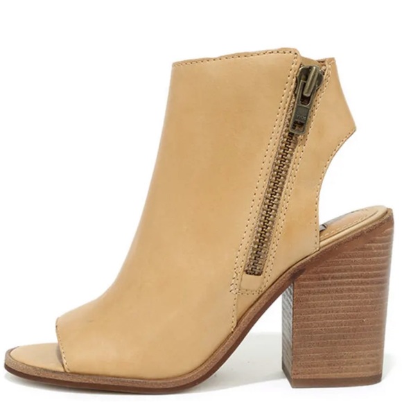 EUC STEVE MADDEN terraa peep toe tan leather heels size 8 - Picture 2 of 13